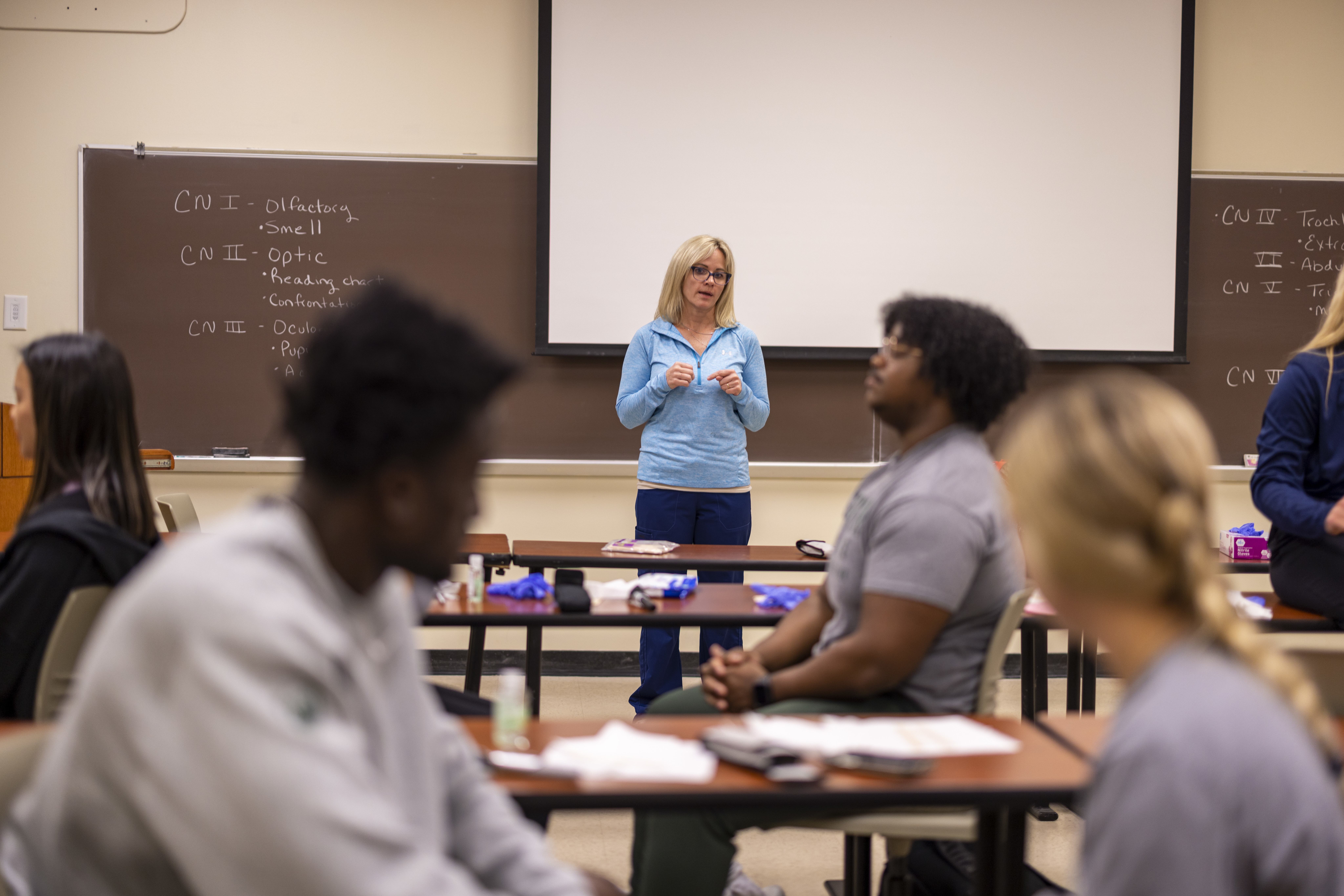 Dr. Tricia Blalock teaching a Health Science Studies course